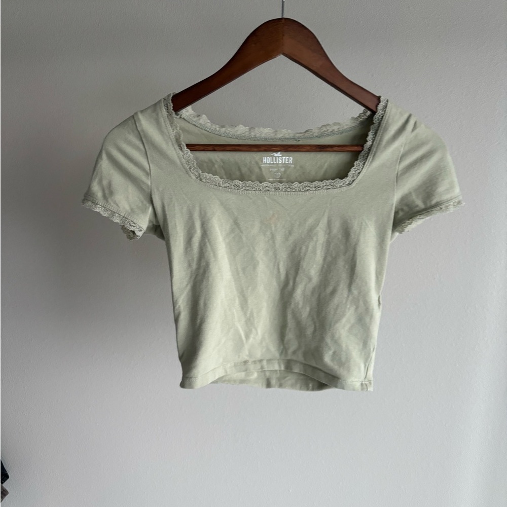 Hollister Green Fitted Crop T-Shirt